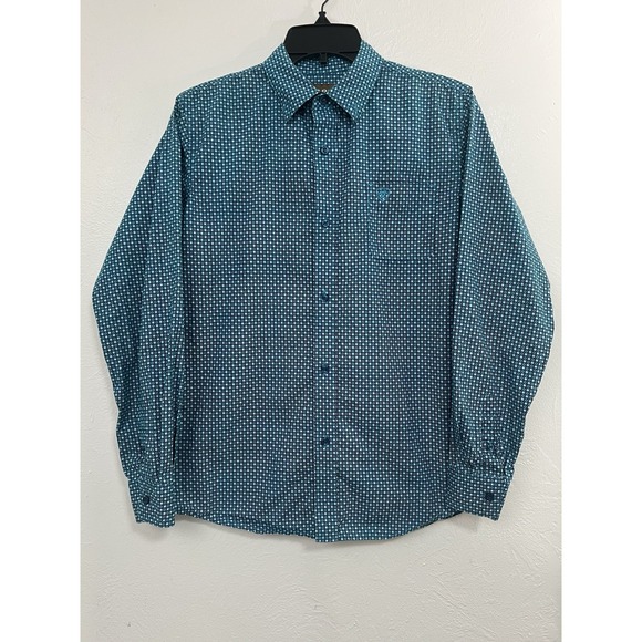 Boys Ariat Classic Dark Teal Button Down Size 14-16 100% Cotton - Picture 2 of 7